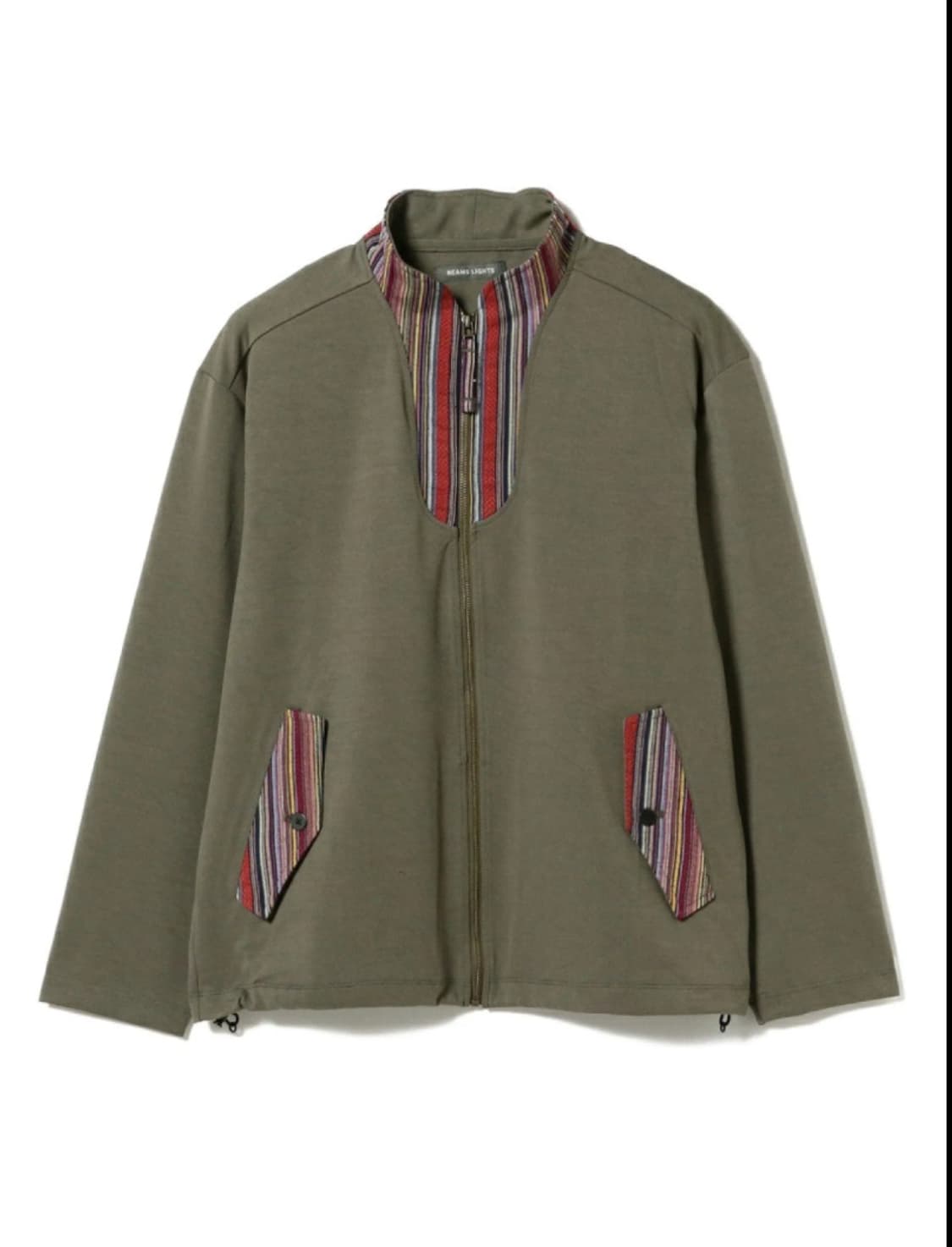 [L]Beams 빔즈라이트 스트라이프 집업 자켓 카키 상품이미지1