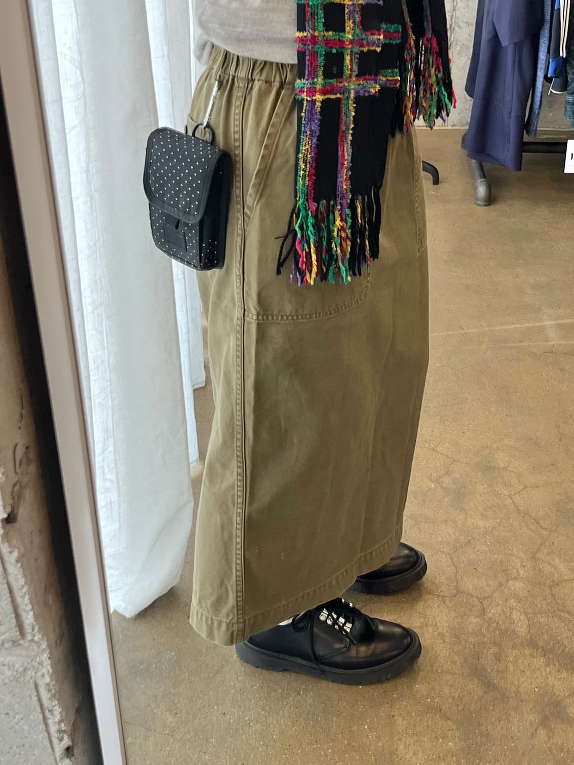 트위드 체크패턴 머플러 블랙 상품이미지10