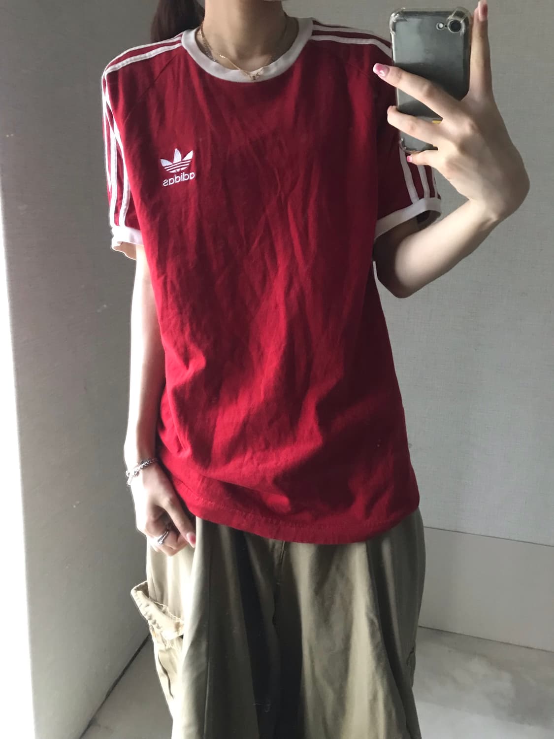 아디다스 레드 링거반팔티셔츠 상품이미지2