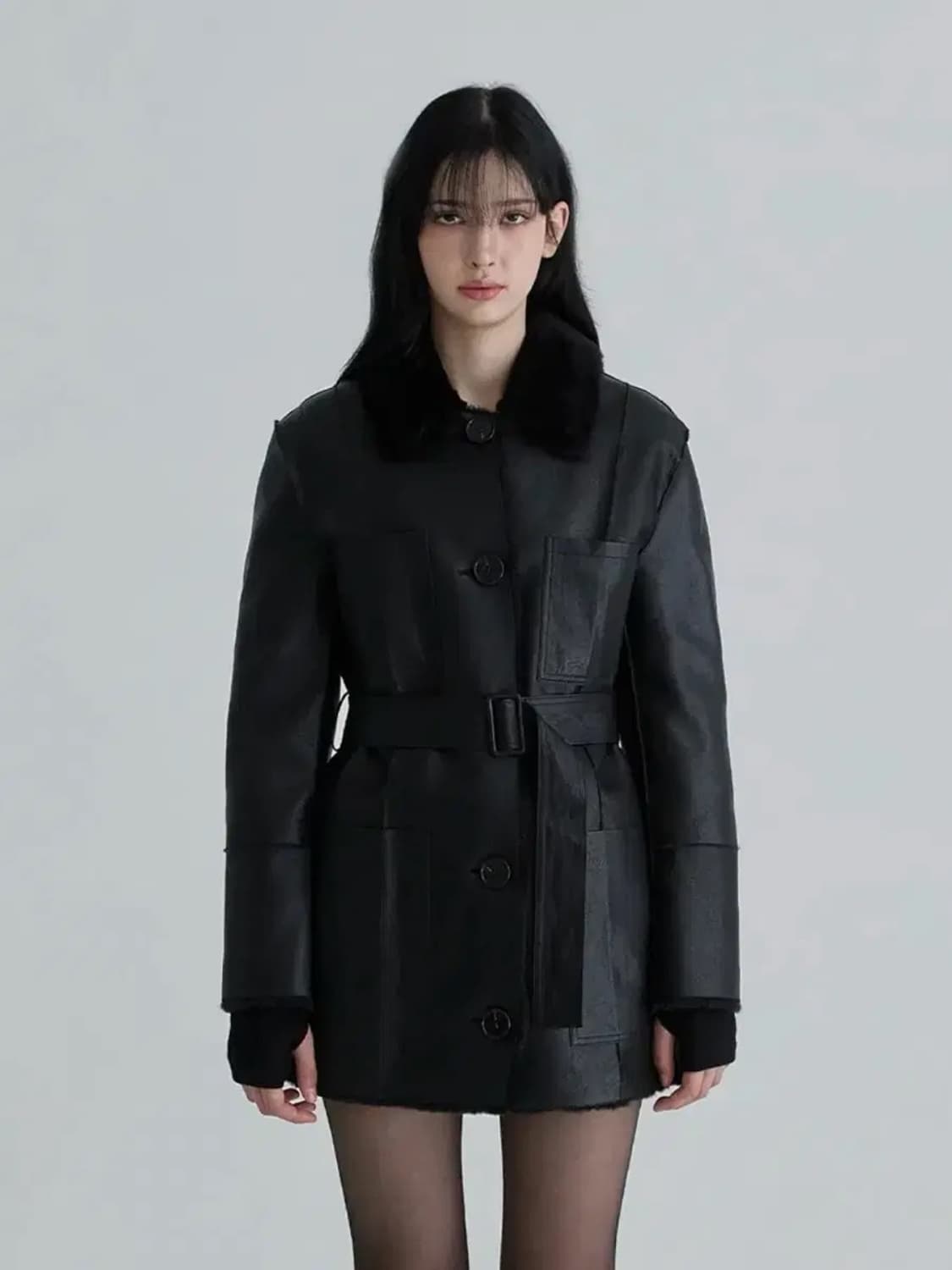 낫유어로즈 리버시블 무스탕 블랙S 상품이미지2