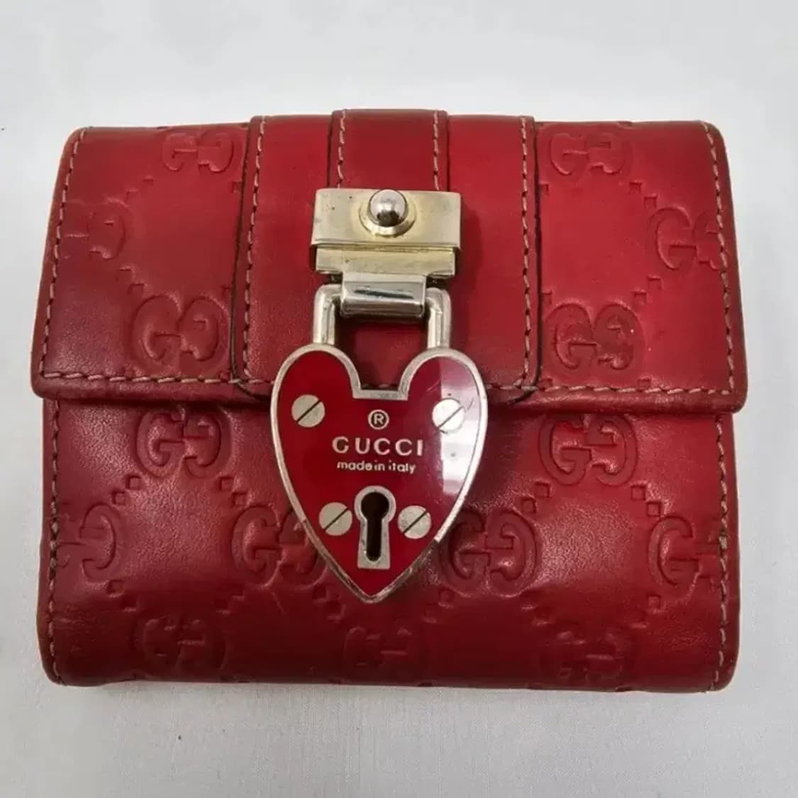 구찌 시마 하트 자물쇠 반지갑 레드 상품이미지2