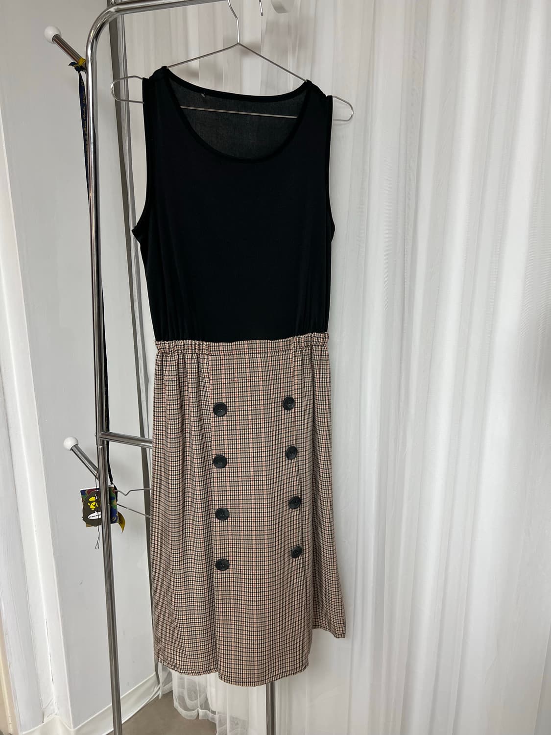 블랙나시 더블버튼 체크패턴 원피스 상품이미지6