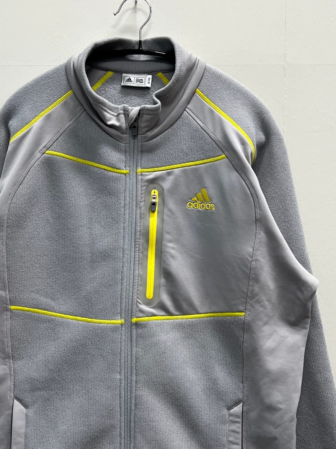 (0) 아디다스 골프 플리스 집업 자켓 (밑단 스트링) 그레이/옐로우 상품이미지3