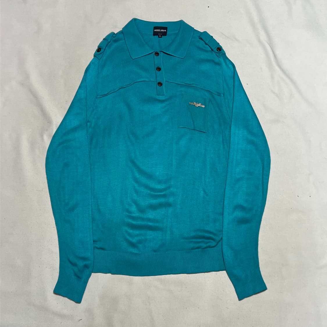 XL 조르지오 아르마니 원포켓 견장 카라 니트 상품이미지2