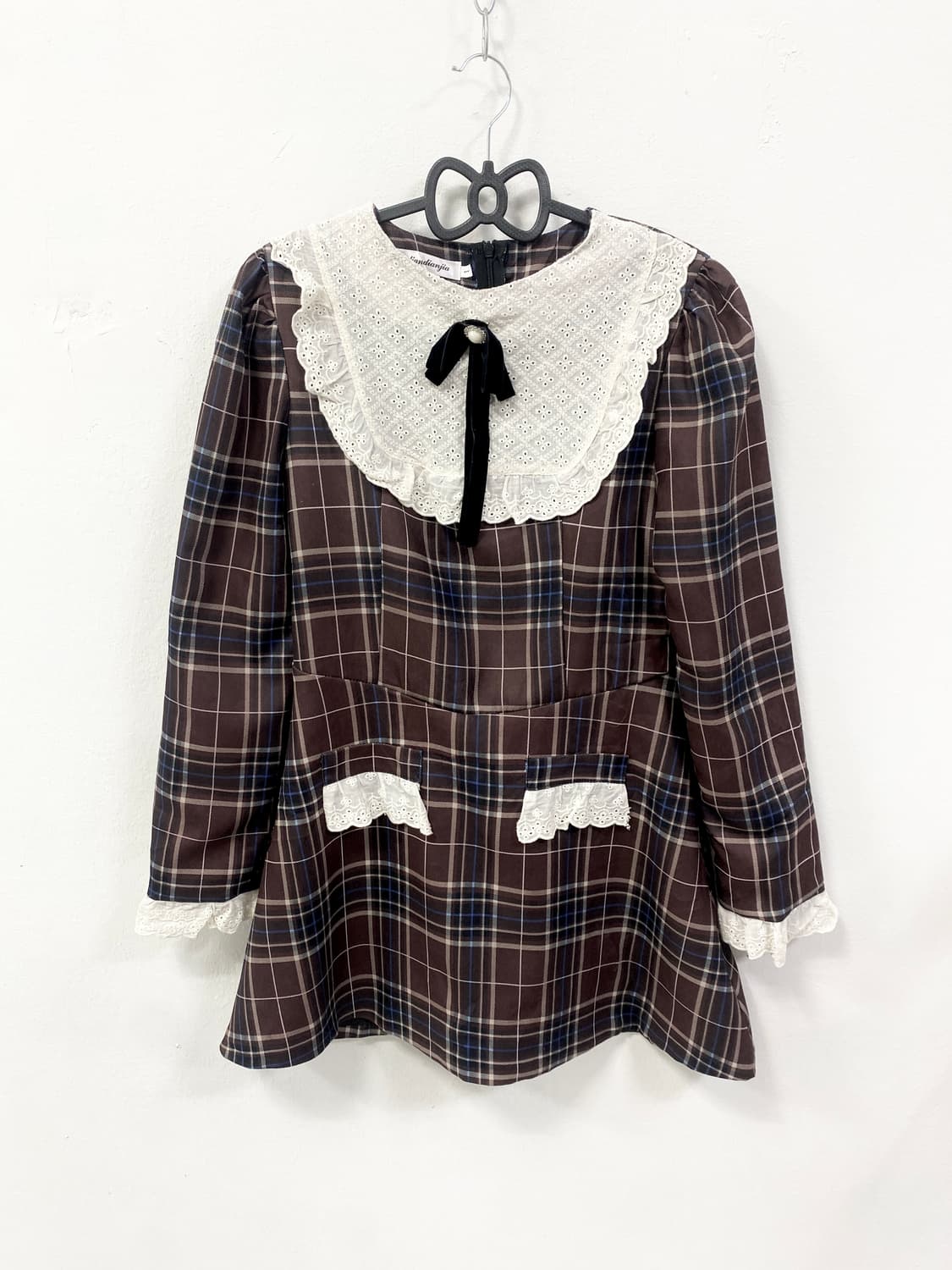 로걀 와인초코맛 체크 원피스 상품이미지4