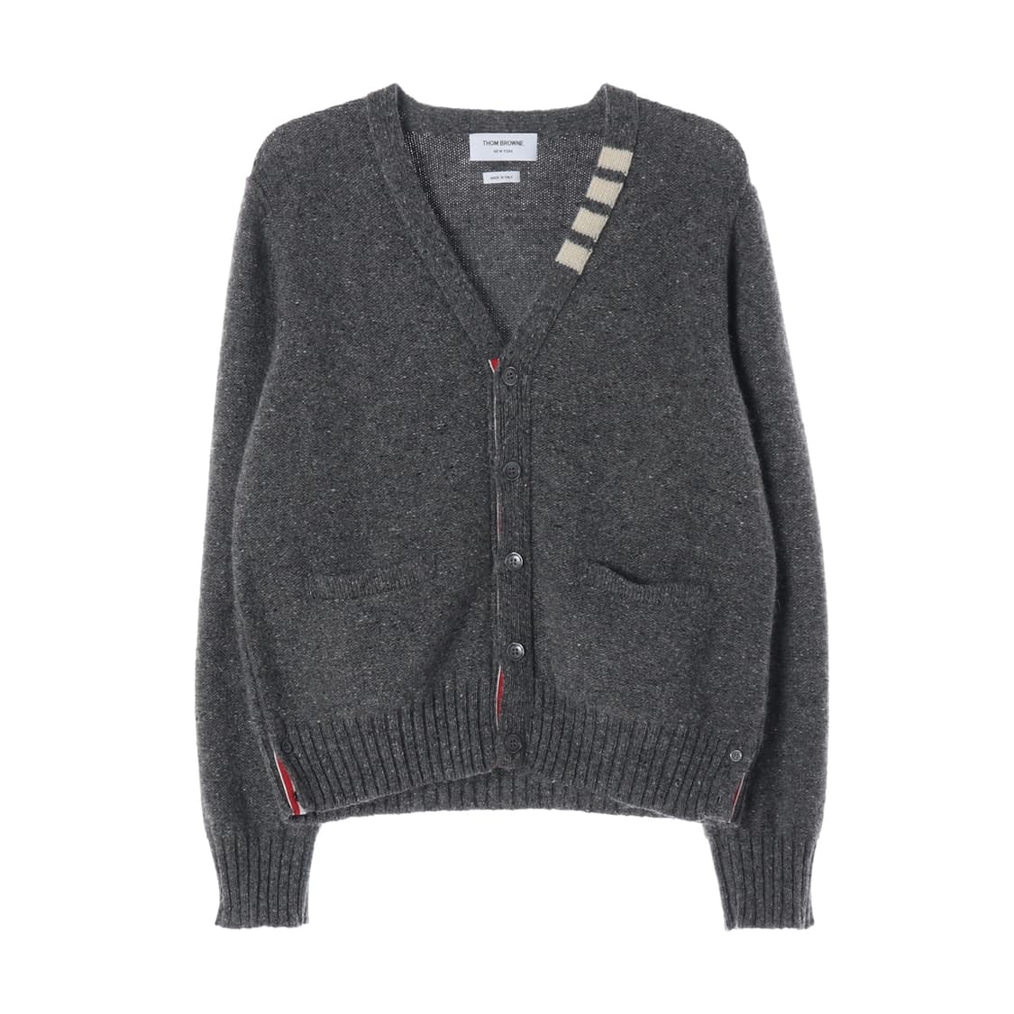 톰 브라운 사선 완장 도네갈 울 모헤어 브이넥 가디건 그레이 상품이미지1