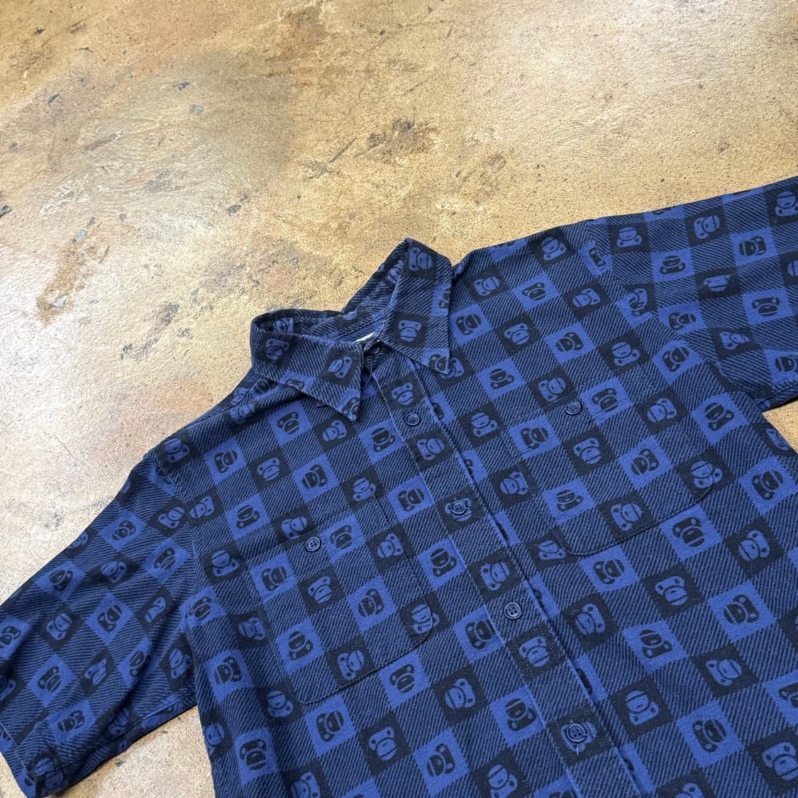 베이프 네이비 블루 반팔 셔츠  상품이미지1