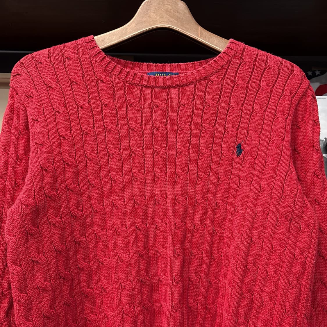 신형라벨 폴로 랄프로렌 케이블 코튼니트 스웨터 레드 N1048 상품이미지3
