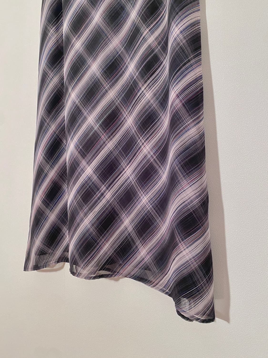 Vintage Navy Diagonal Check Long Skirt 상품이미지4