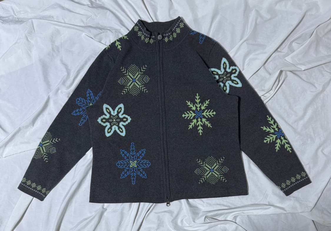 에디바우어 스노우 플레이크 패턴 니트집업 노르딕 상품이미지1