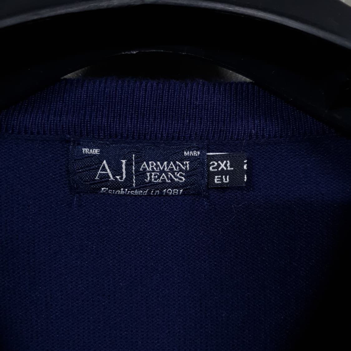 2XL) 아르마니 진스 이글 로고 입체 패턴 반팔 니트 티셔츠 네이비 상품이미지4