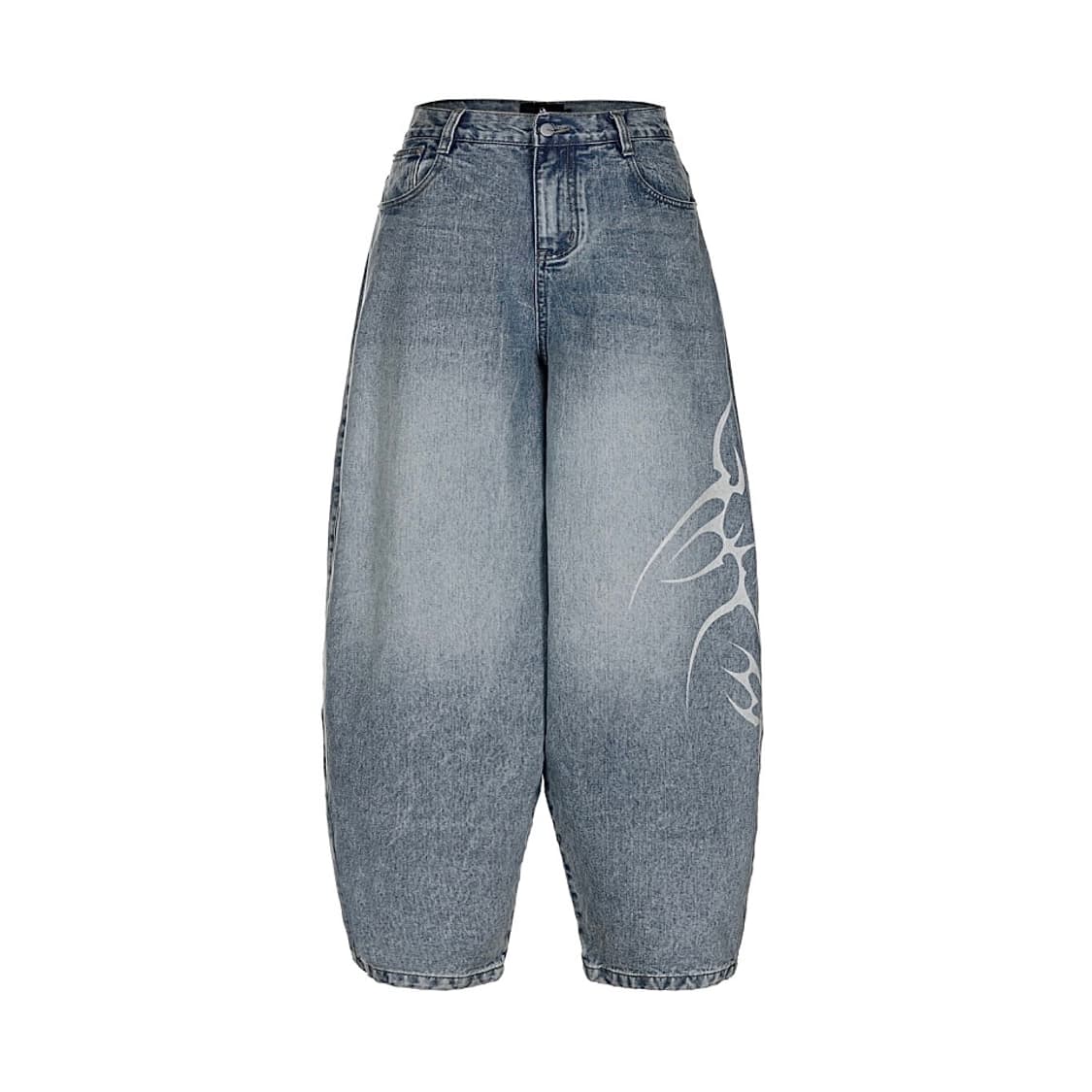 새상품 DSMT 디에스엠티 플레임 아크워크 와이드 데님 블루 L 상품이미지1