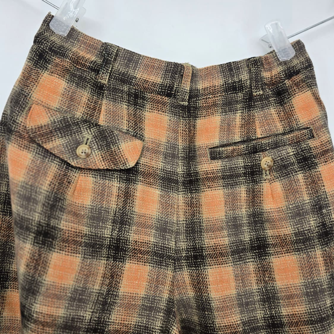 일본 빈티지 큐롯 팬츠 체크 패턴 울 반바지 상품이미지7