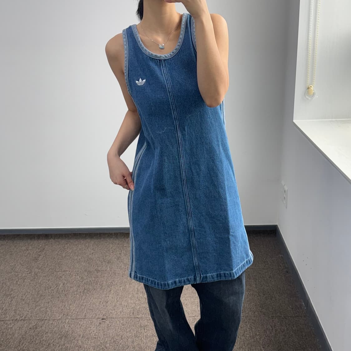 Adidas 아디다스 파이어로고 트랙탑 데님 원피스 상품이미지1