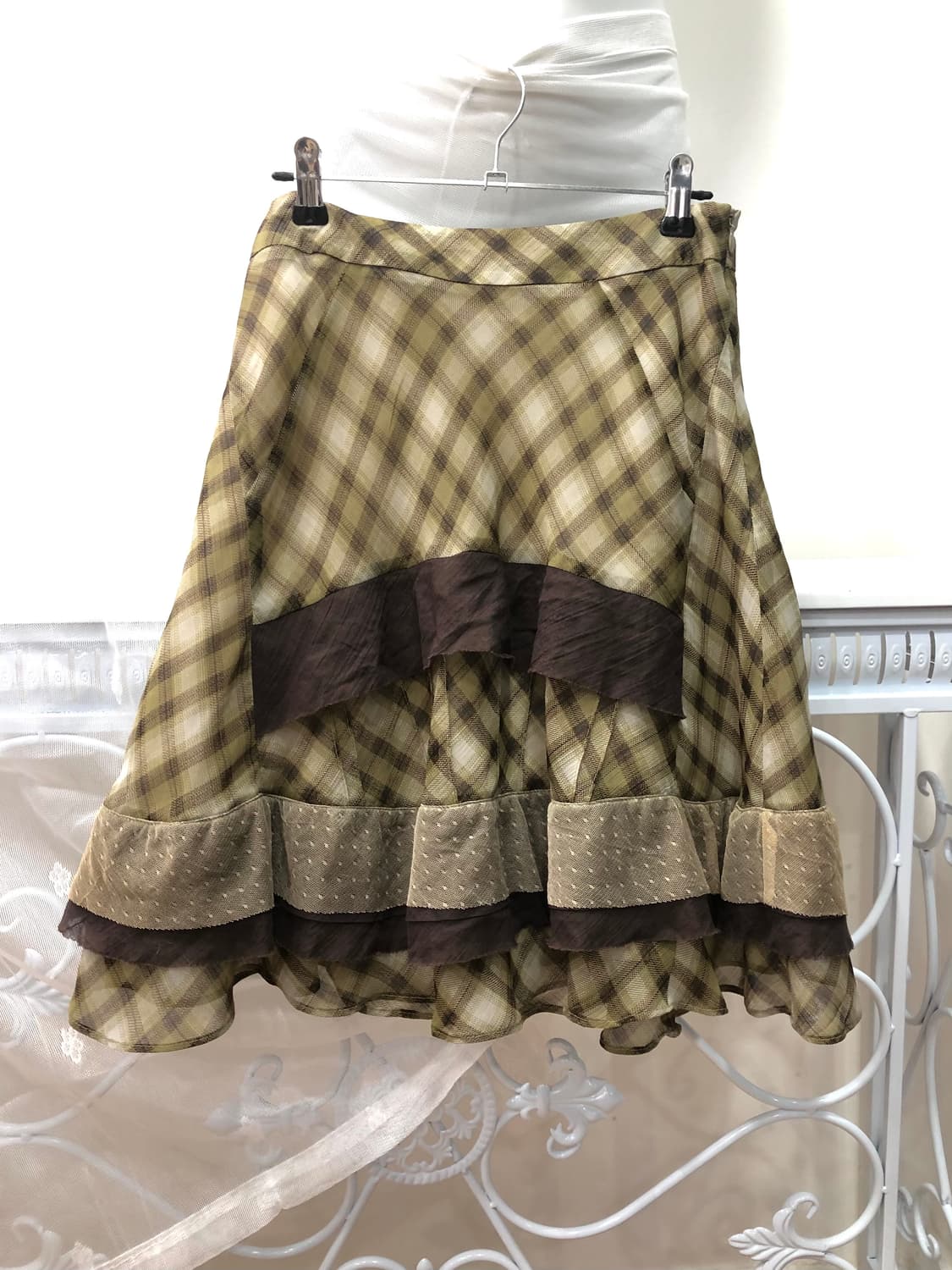 layered ruffle check skirt 상품이미지2
