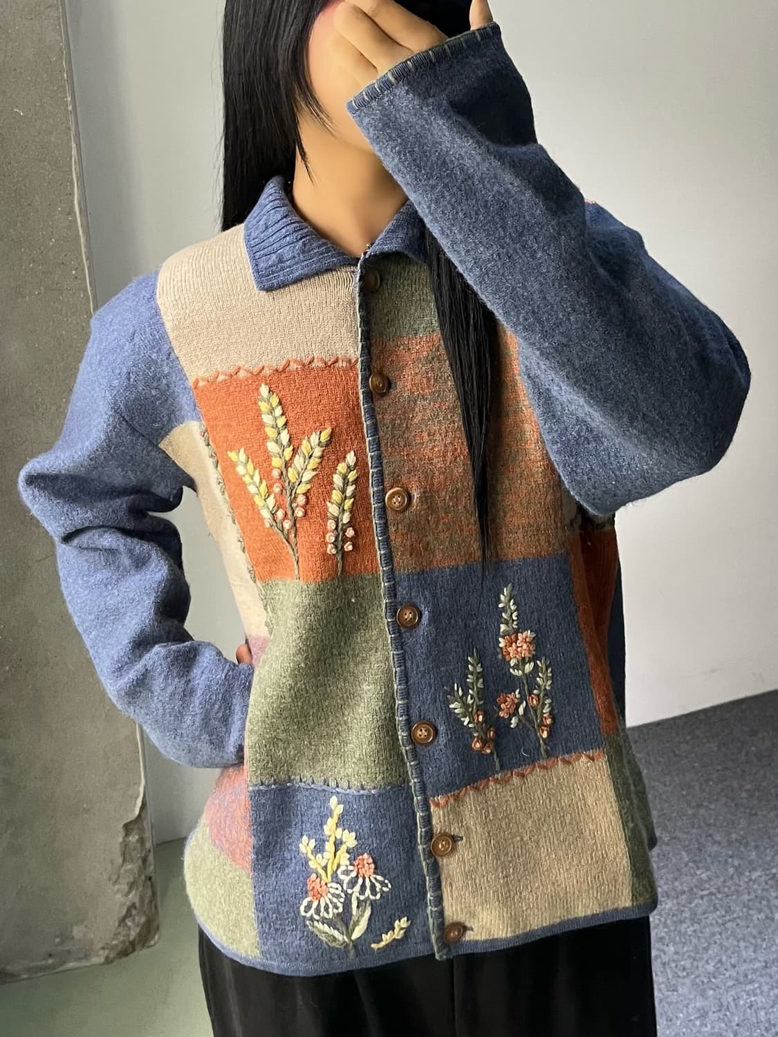 Tabi International 패치워크 울 가디건 상품이미지1