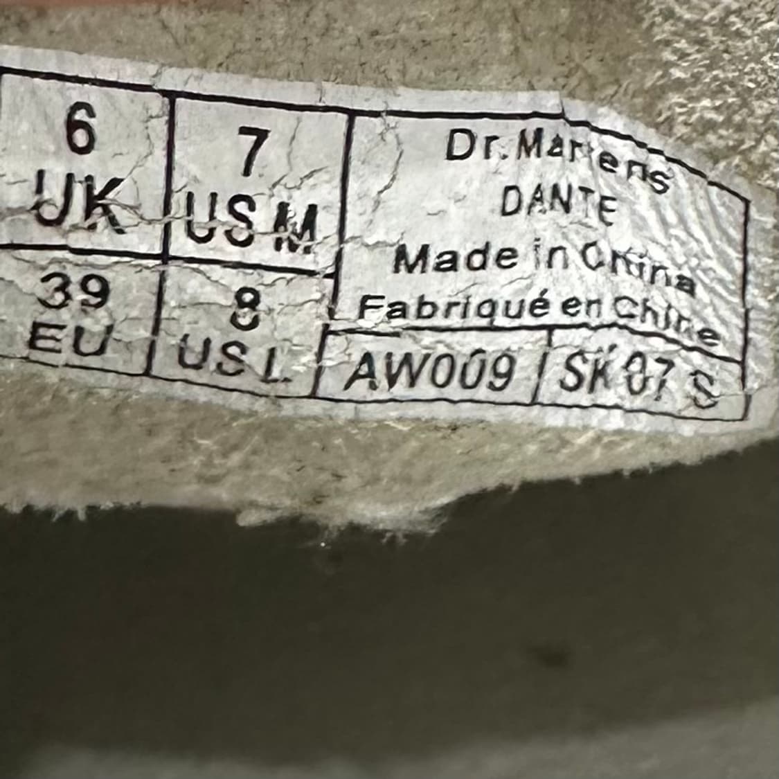 UK6 250-255) 닥터마틴 로퍼 남녀공용신발 단테 회이트 상품이미지9