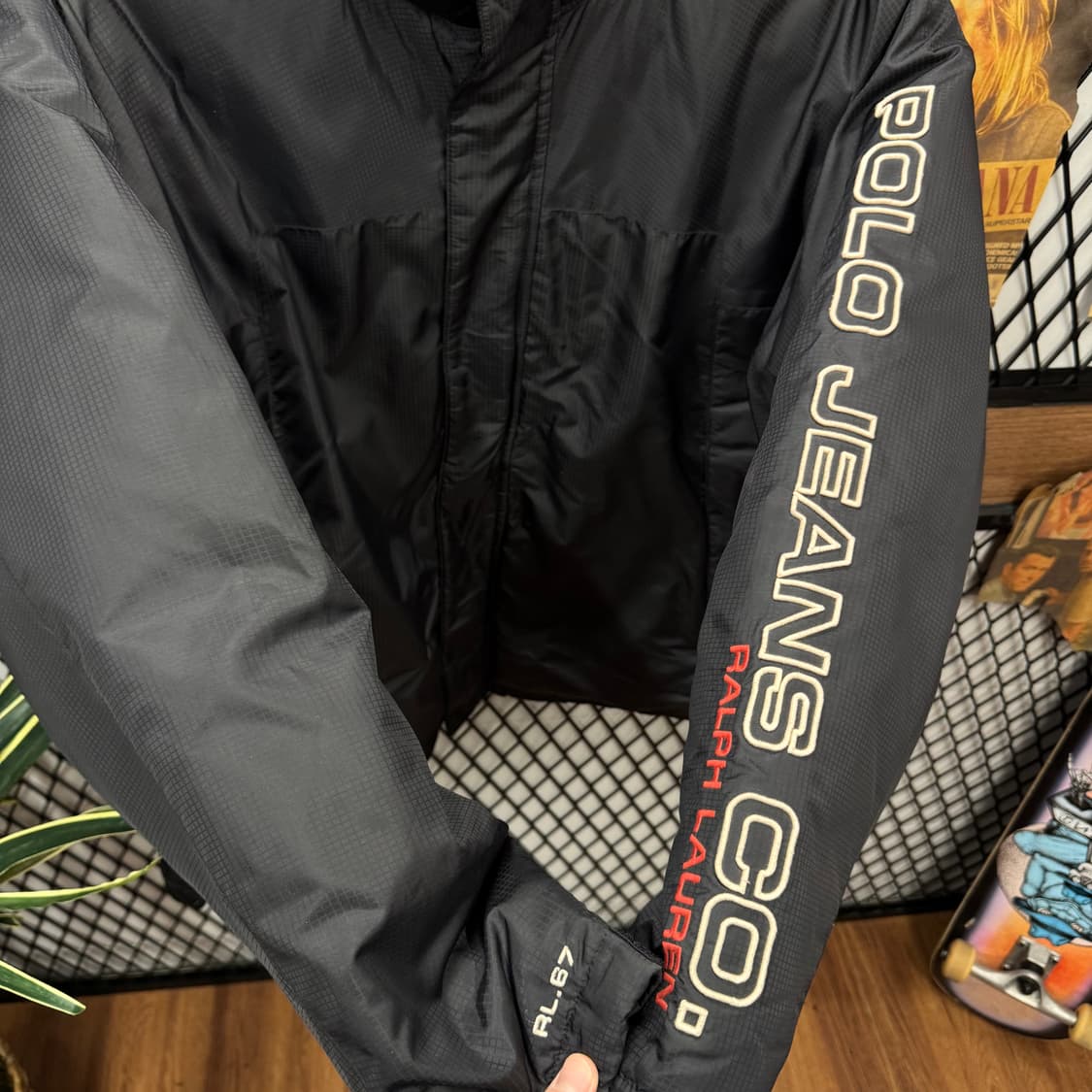 00s 폴로 랄프로렌 진스 다운 패당 자켓 사이드 로고 포인트 블랙 상품이미지5