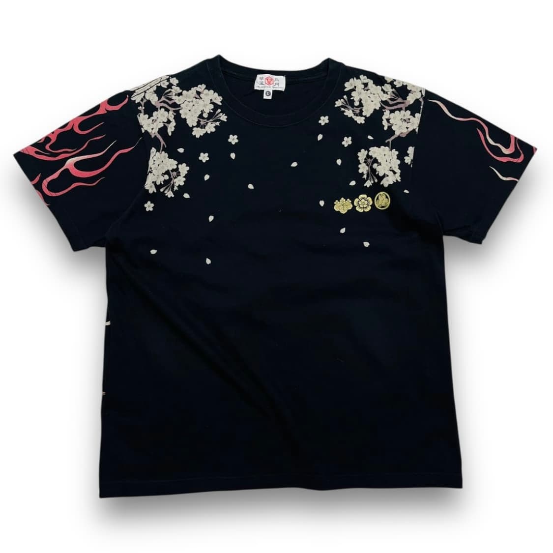 화풍 오리엔탈 사무라이 걸 플레임 아트 반팔 티셔츠 상품이미지3