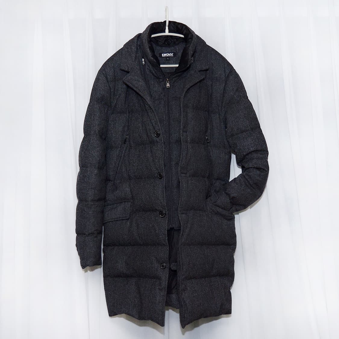 DKNY 이태리 울실크 구스다운 투인원 롱패딩 코트 (100-105) 상품이미지1