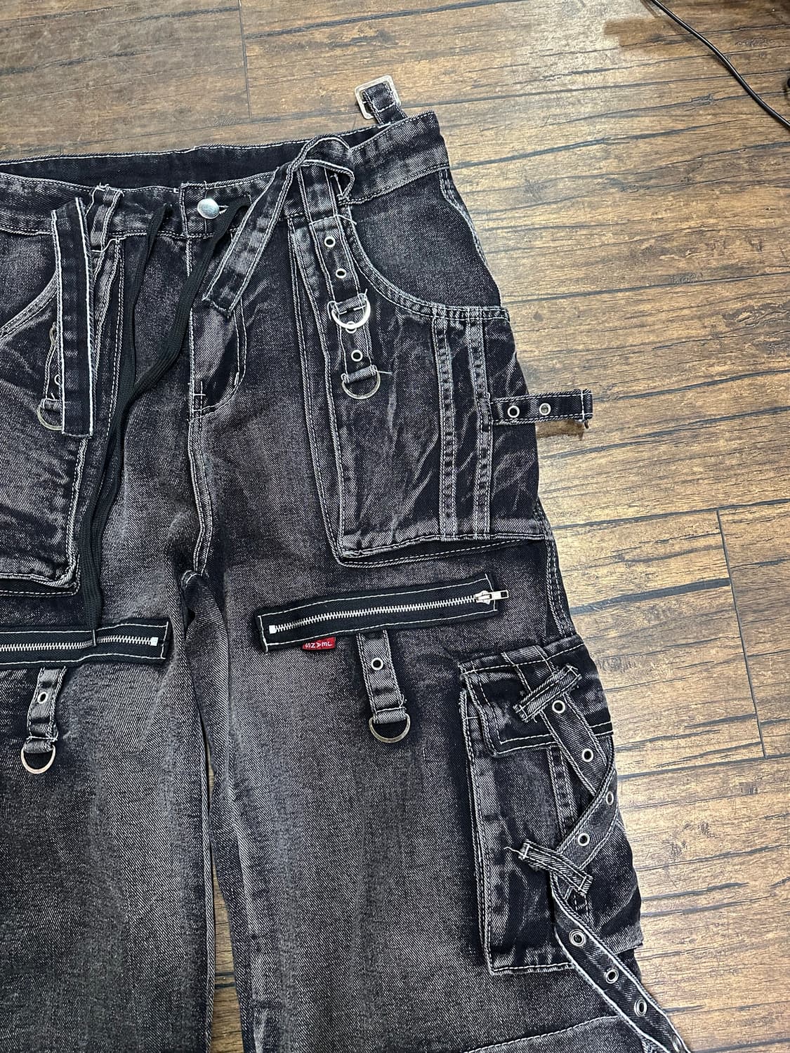 블랙 워싱 데님 카고 바지 30사이즈 상품이미지3