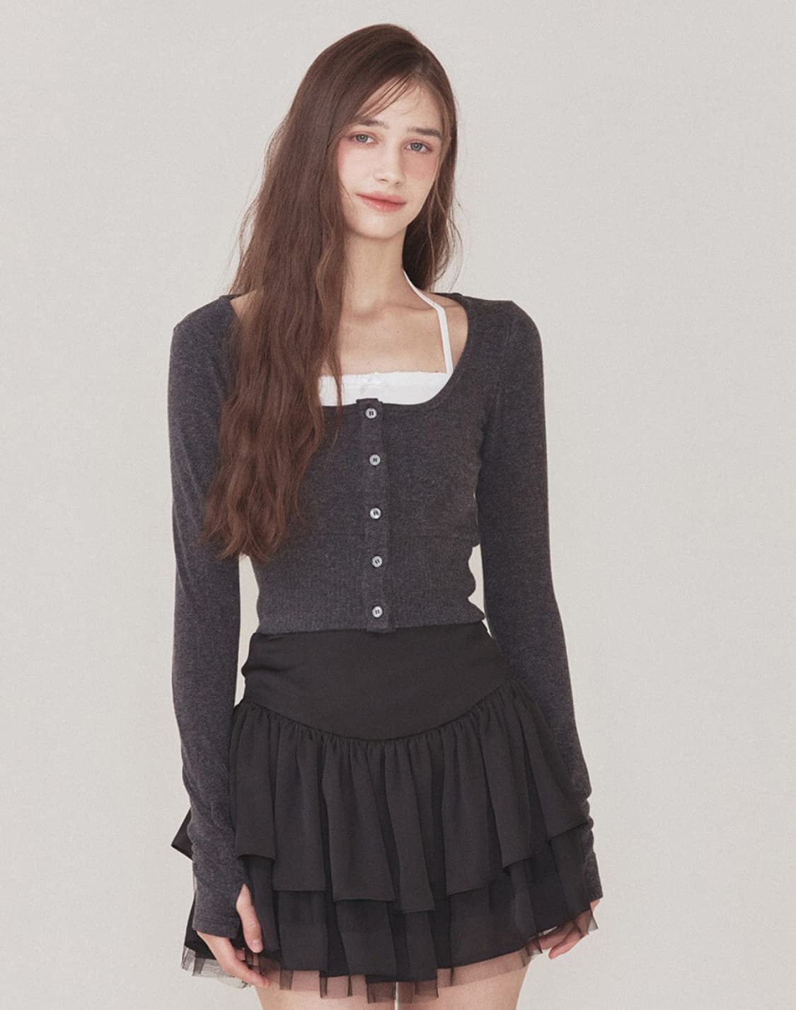 낫유어로즈 Luna cardigan set (차콜) 상품이미지2