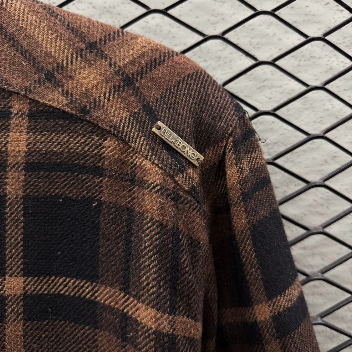 빌라봉 체크 집업자켓 보아 안감 언밸런스 피스 로고 디테일 상품이미지6