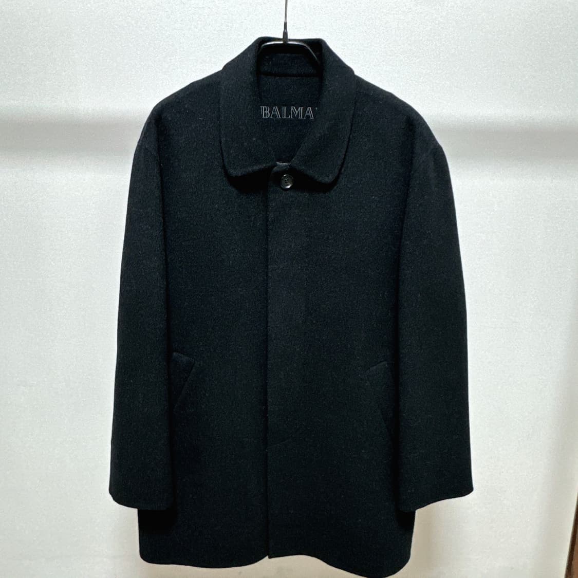[M] 발망 블랙 모직 캐시미어 자켓 코트 상품이미지1