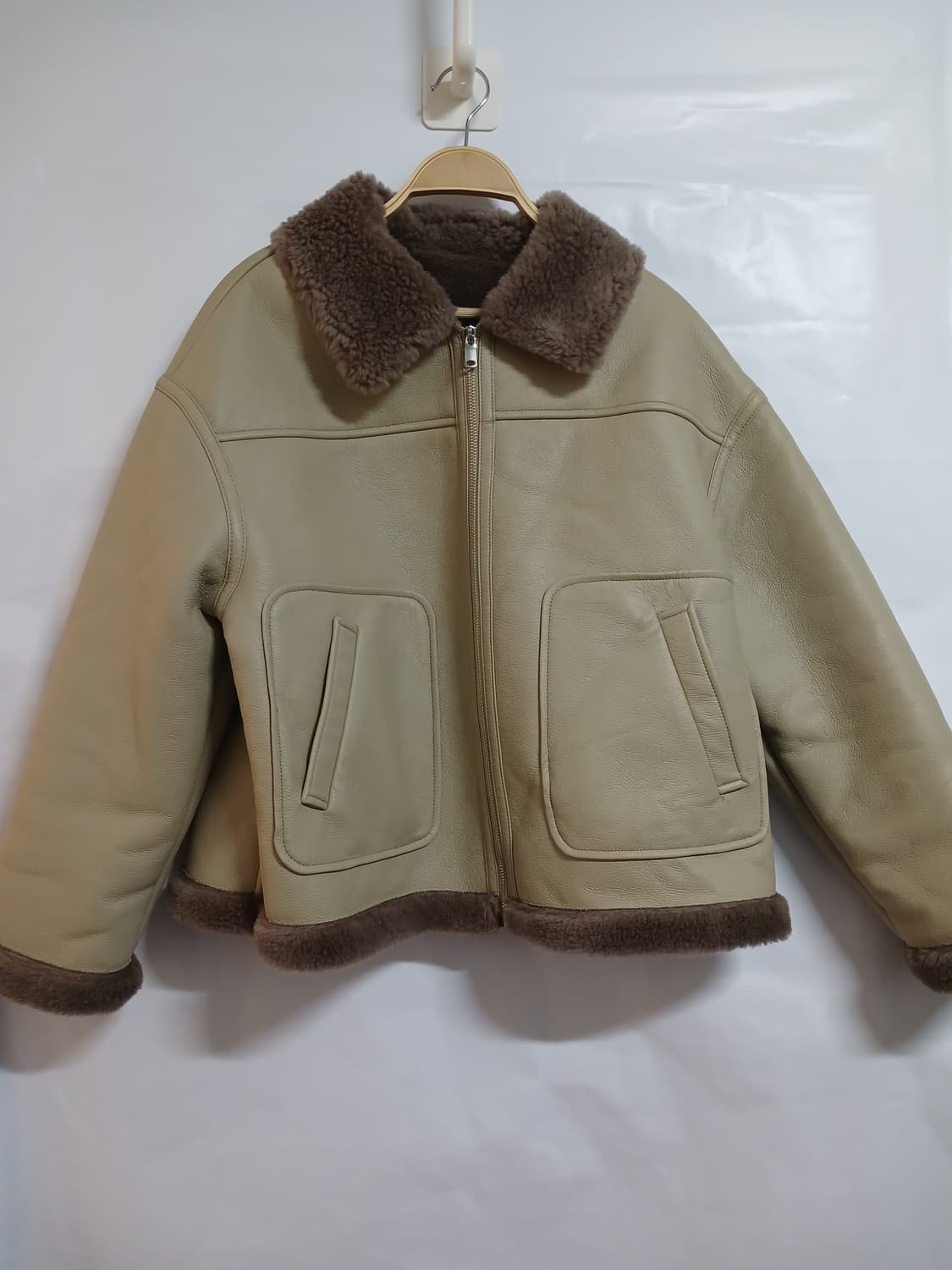 (새상품,88,실측95-100)리오벨 양모100% 인조무스탕 상품이미지1