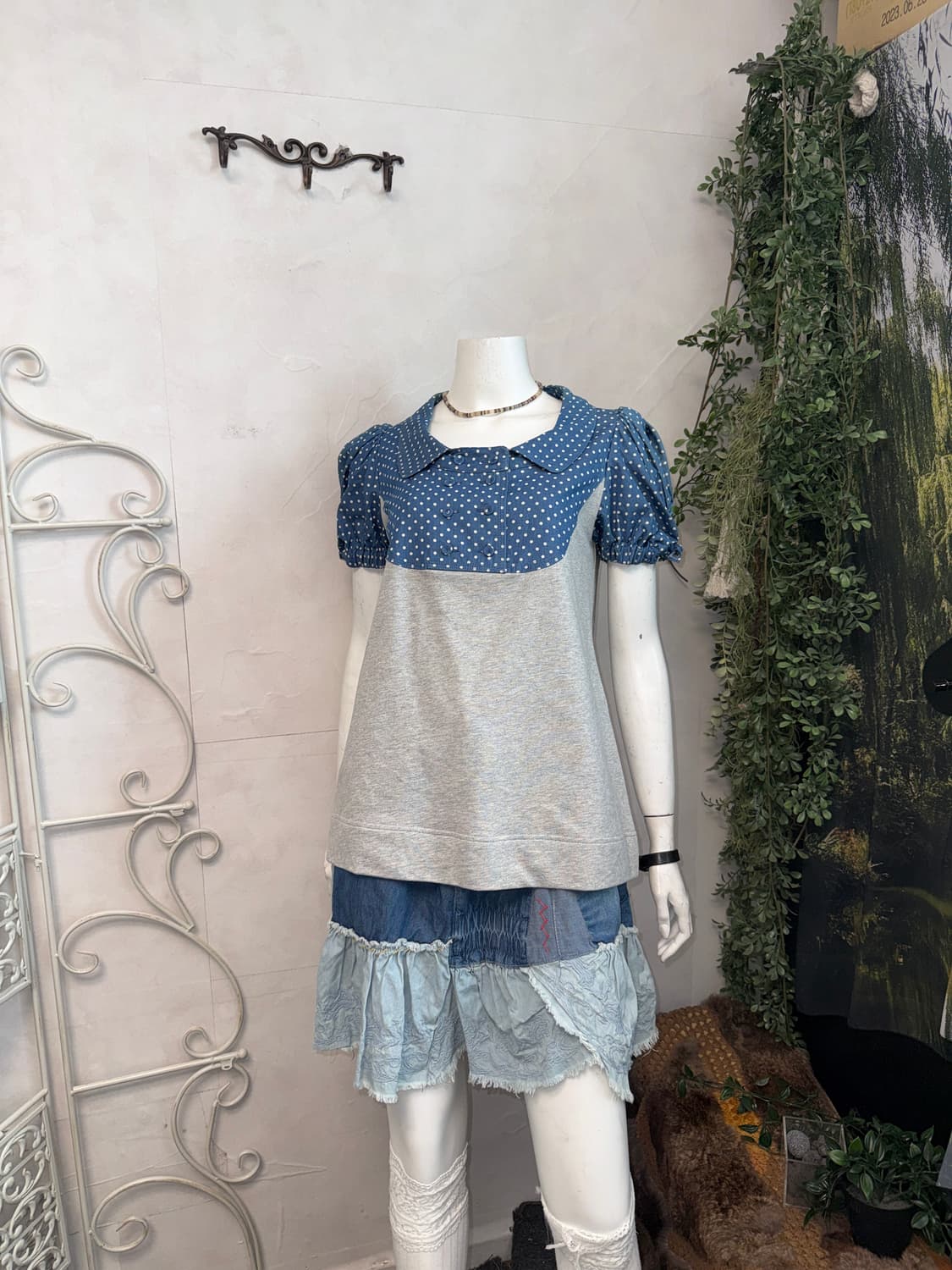 O’2ND denim dot cotton button blouse 상품이미지2
