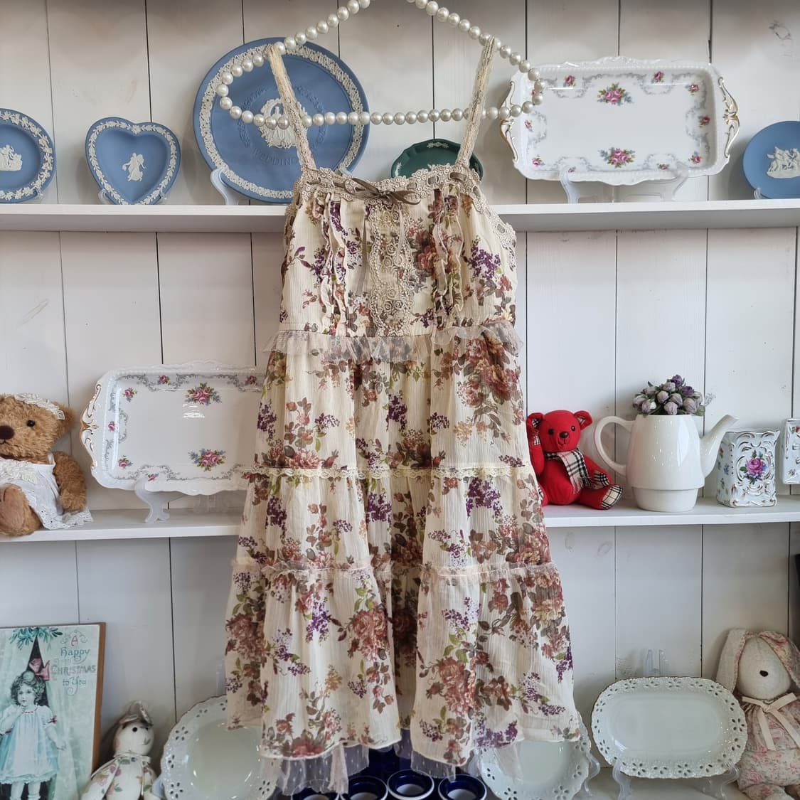 (Axes Femme액시즈팜)크림 플로럴  끈원피스 상품이미지1