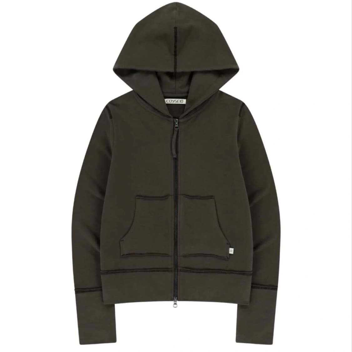 코이세이오 스티치 후드집업 / 다크브라운 상품이미지1