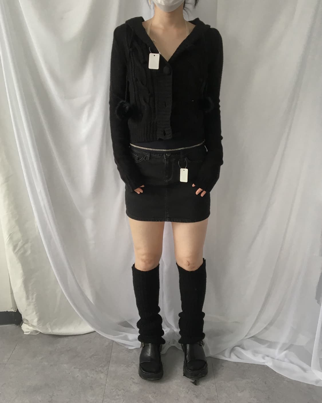 Pom pom cable pattern knit hood cardigan 상품이미지7