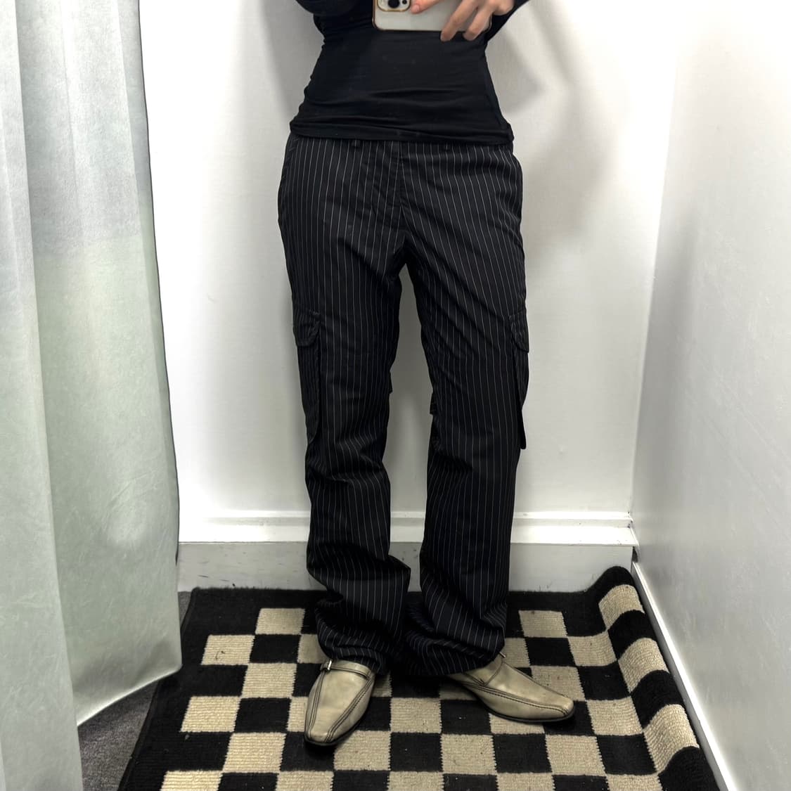 아담엣로페 블랙 스트라이프 카고팬츠 상품이미지2