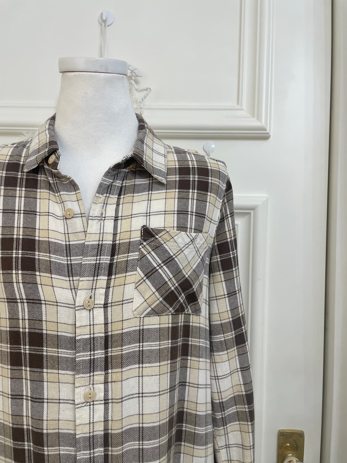 ivory brown check shirt opc(size-M) 상품이미지7