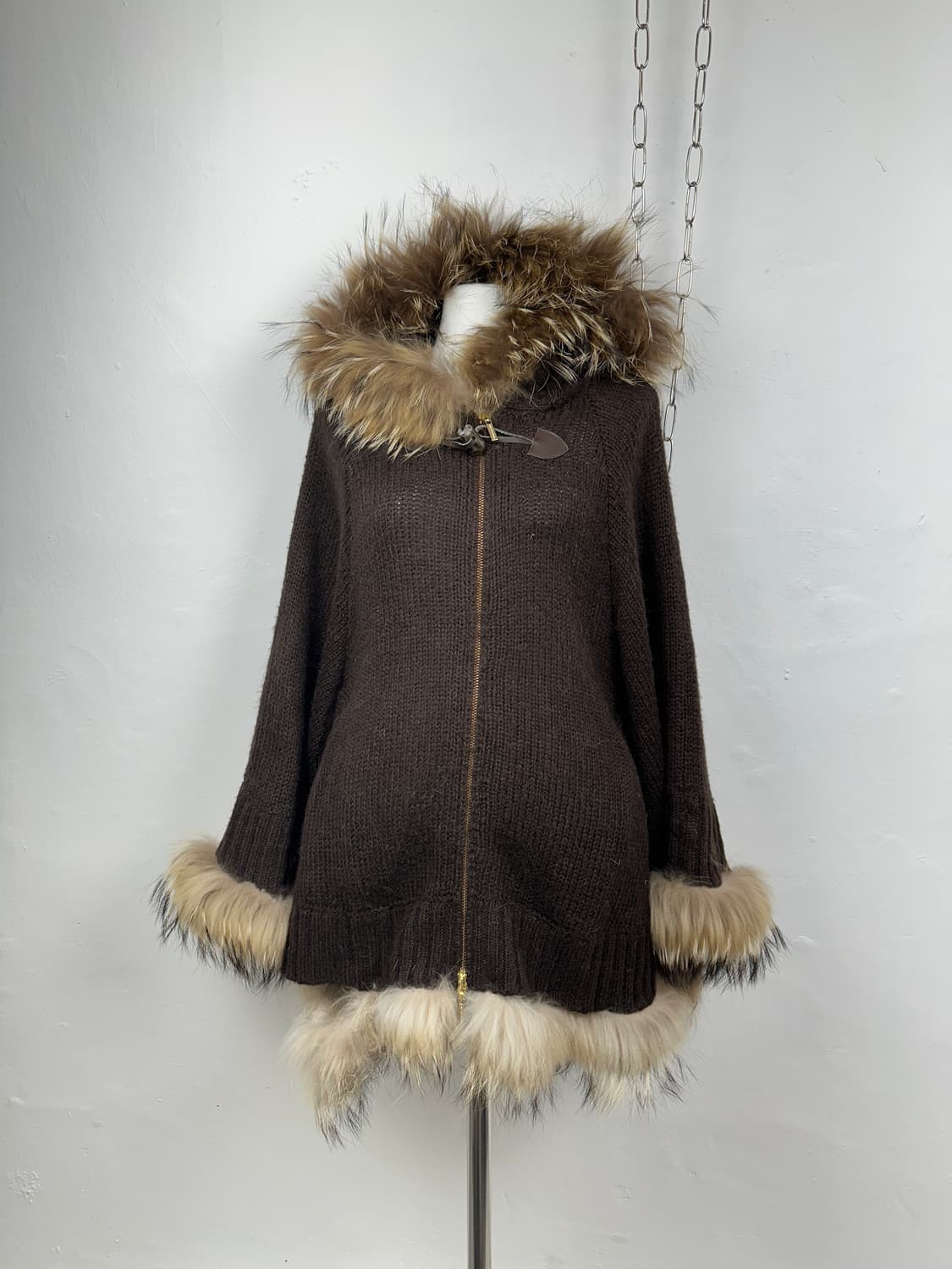 JPN fur trimming drape cape hoodie 상품이미지2