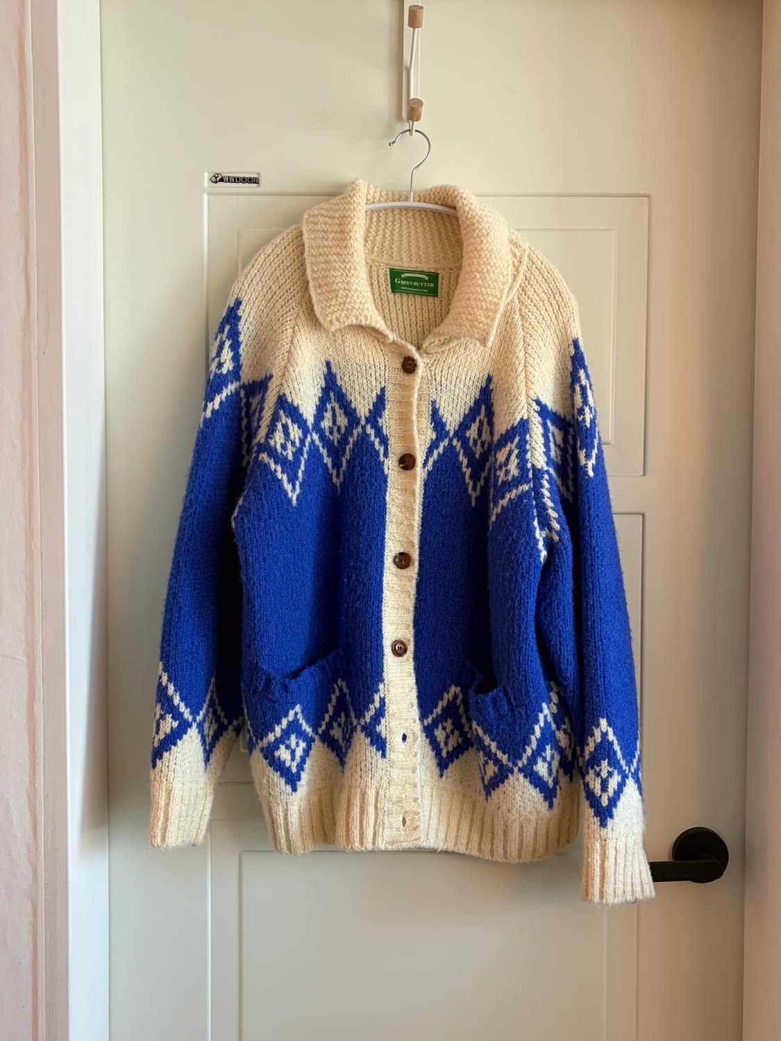 그린버터 노르딕 가디건 아이보리/블루 상품이미지2