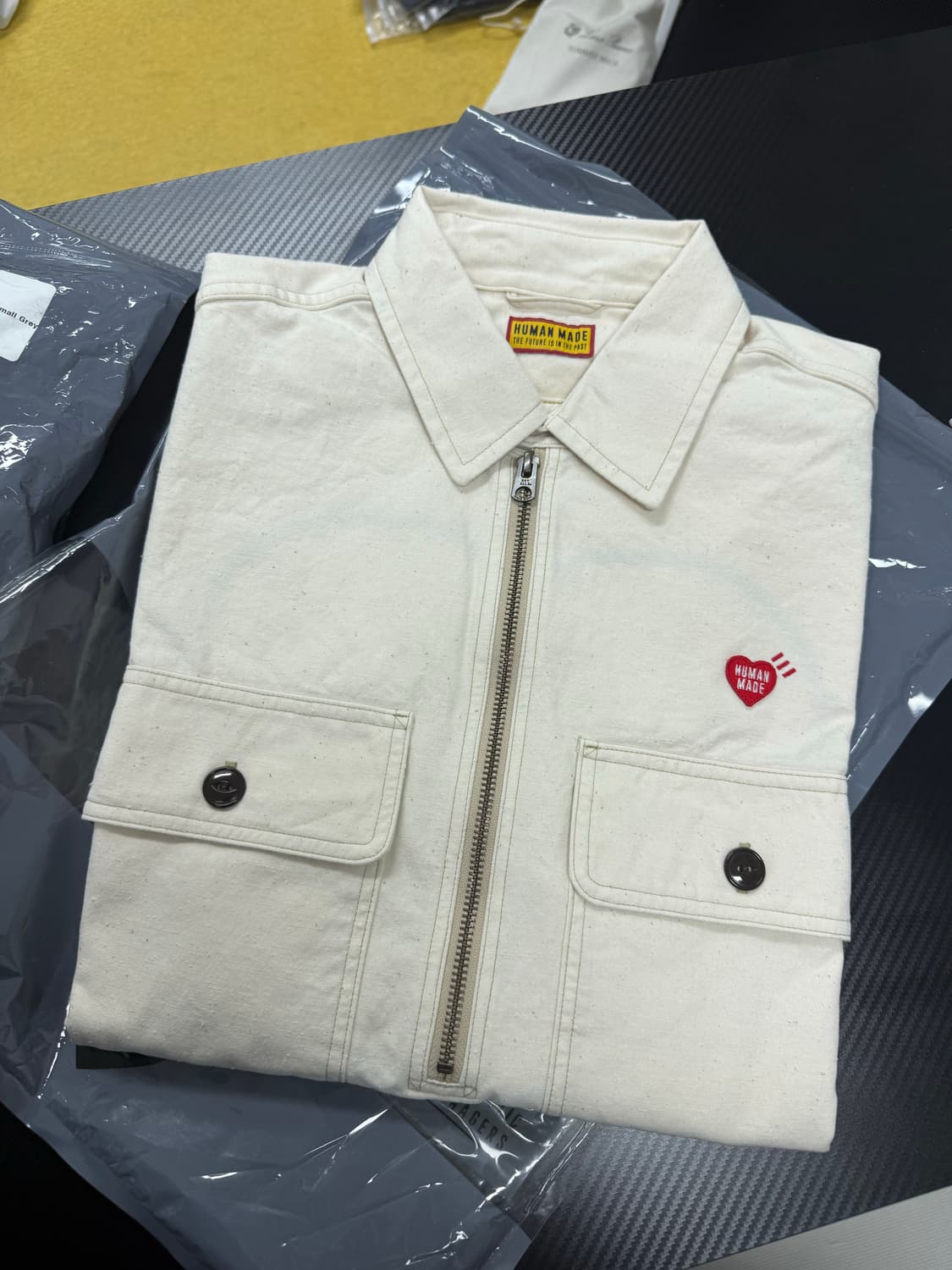 휴먼메이드 집업 워크 셔츠 화이트 미듐  상품이미지2