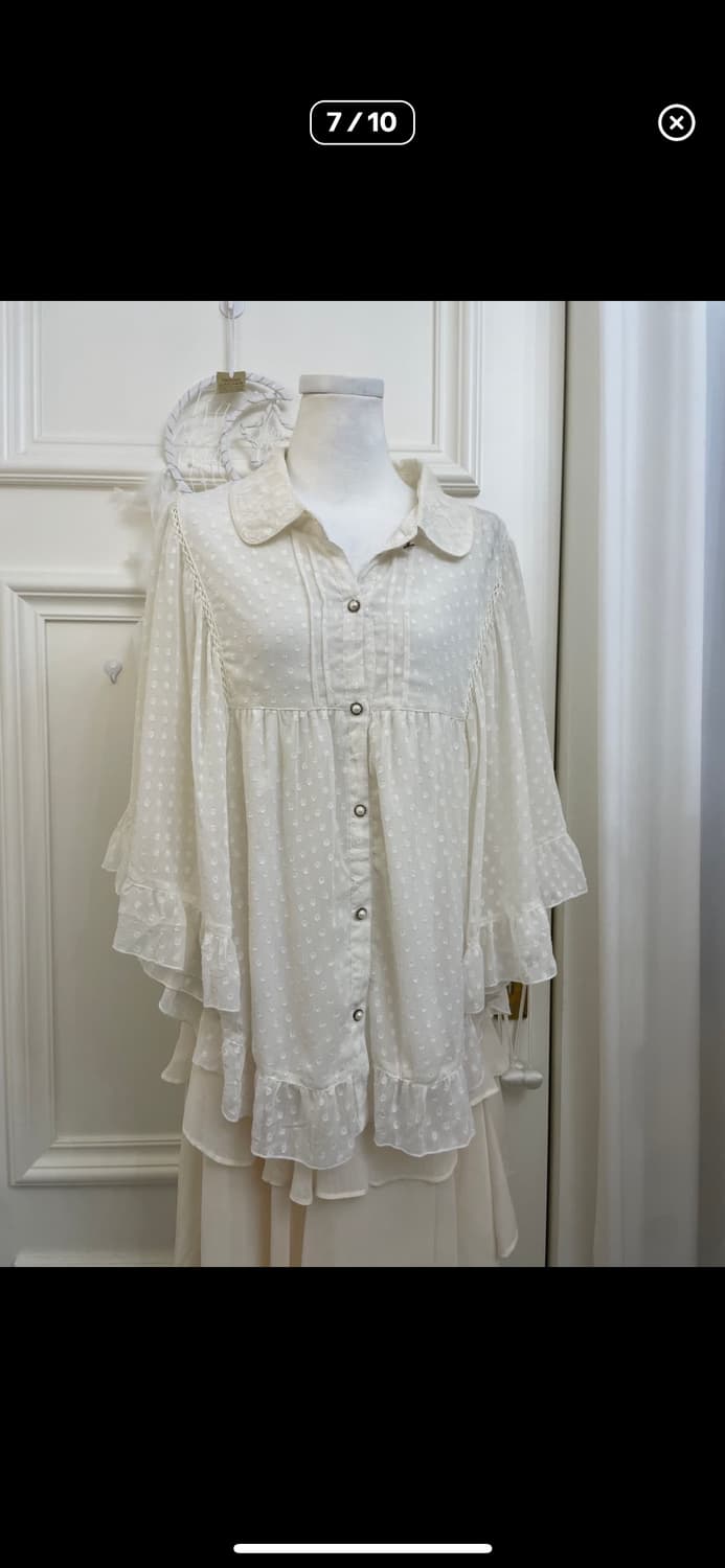 모리걸 갸루 아이보리 블라우스 케이프 상품이미지1