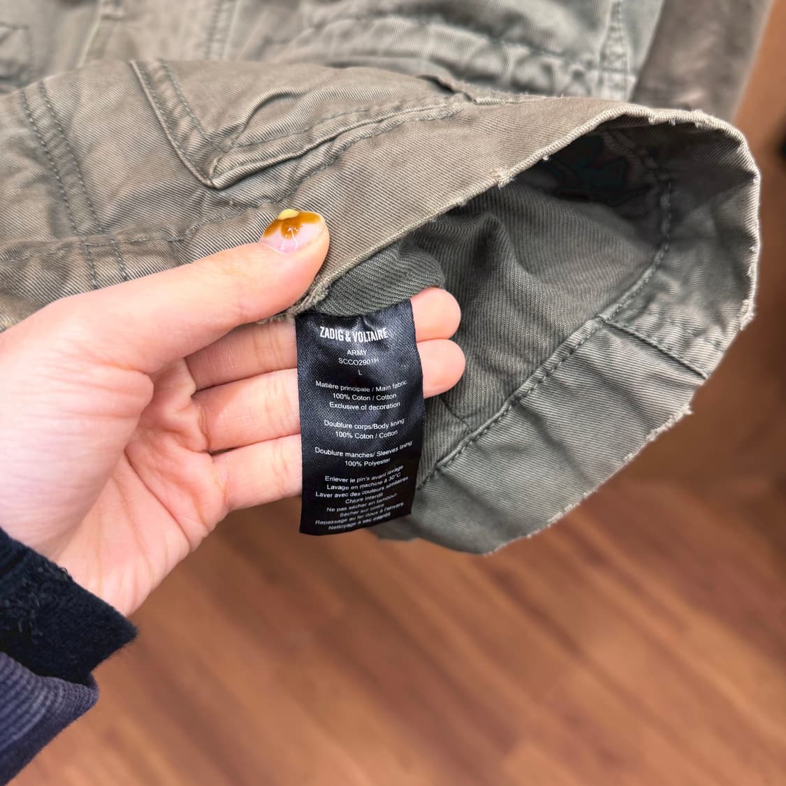 쟈딕 앤 볼테르 밀리터리 긴팔 자켓 견장 지퍼 멀티 포켓 디테일 카키 상품이미지9