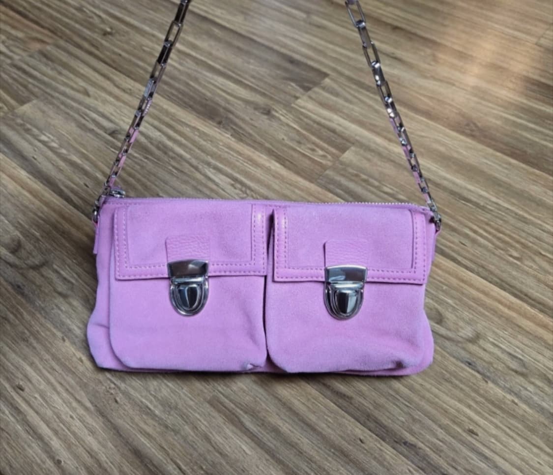 바나나 리퍼블릭 - 핑크 스웨이드 체인 숄더백 [정품] 상품이미지1