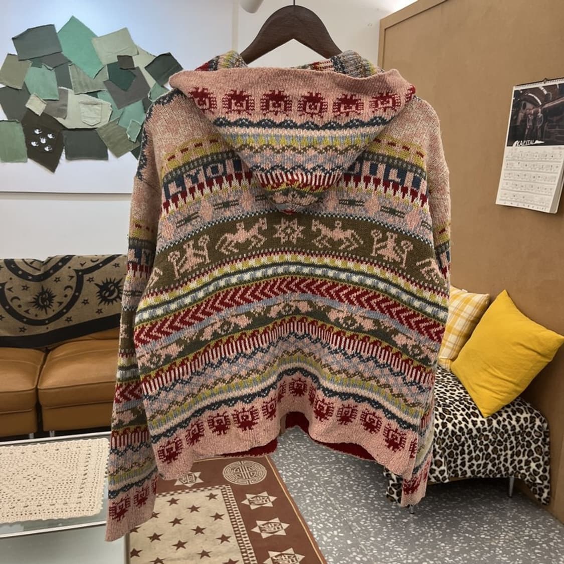 오일릴리 모리 코지 노르딕 딸기우유 니트 후드 가디건 176 C09863 상품이미지4