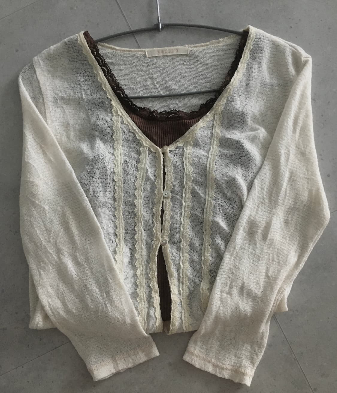 JPN vintage frill cardigan beige 상품이미지2
