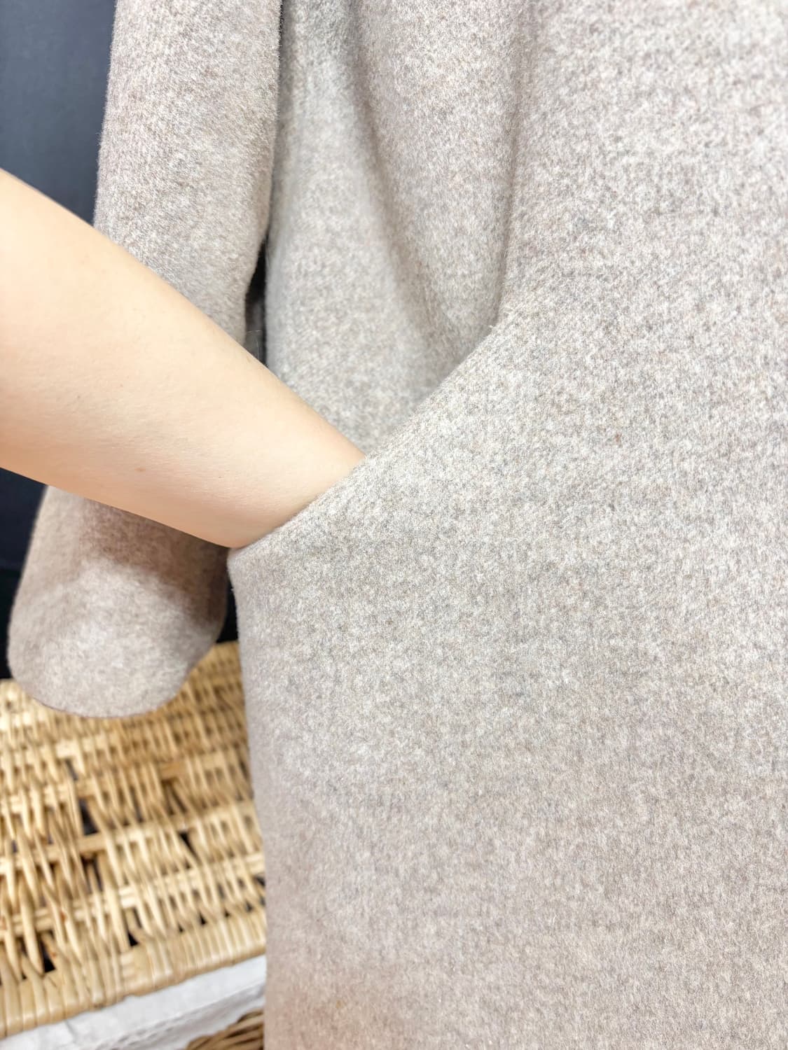 soos ㅡ 후드 모직 롱코트/천연 폭스/프리사이즈 상품이미지5