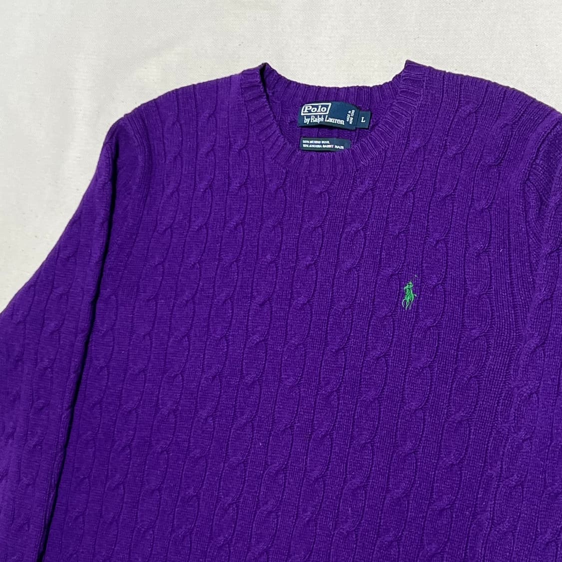 L 폴로랄프로렌 메리노울 앙고라 케이블 퍼플 니트 상품이미지1