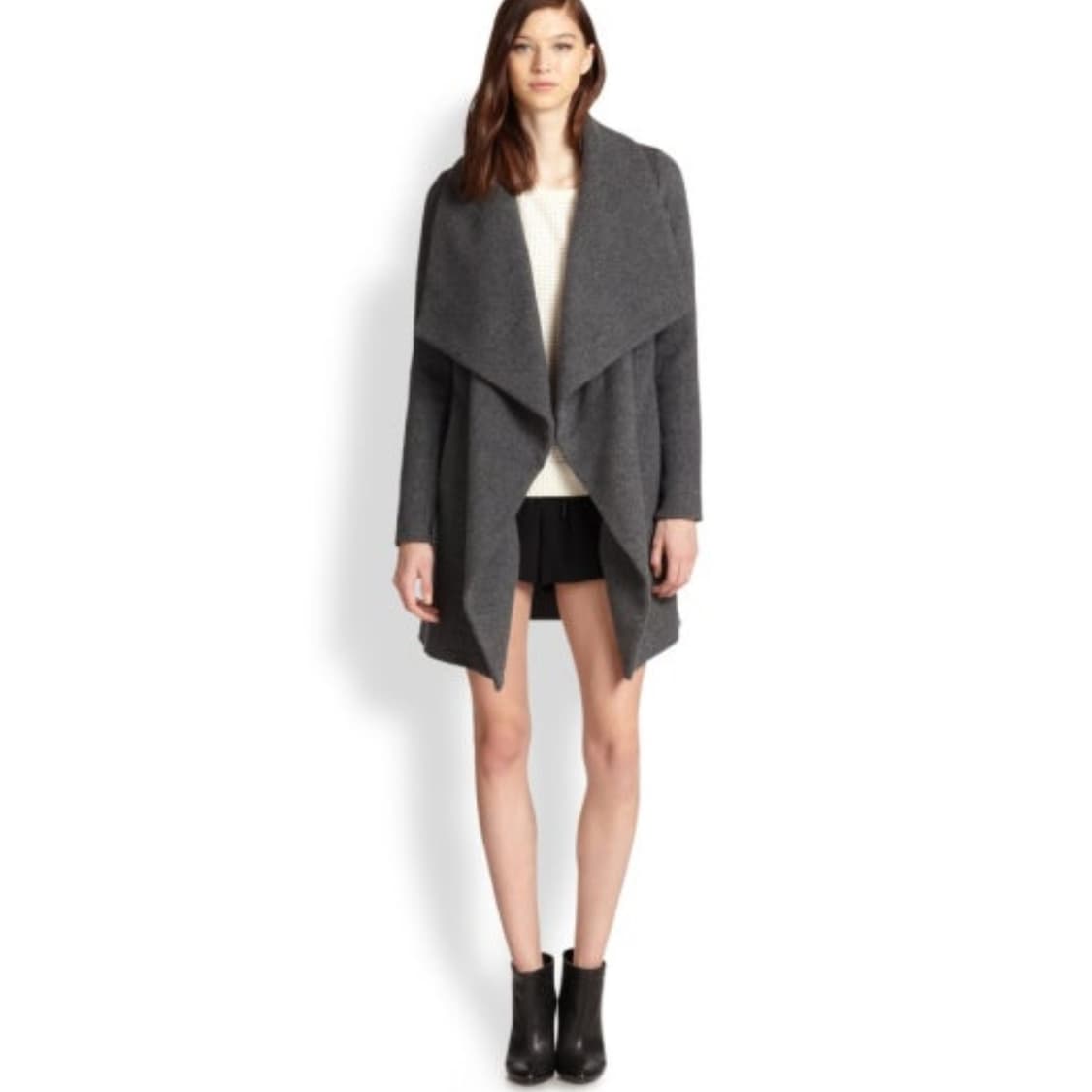 빈스(VINCE) 와이드 숄카라 가죽트리밍 울코트 44 상품이미지2