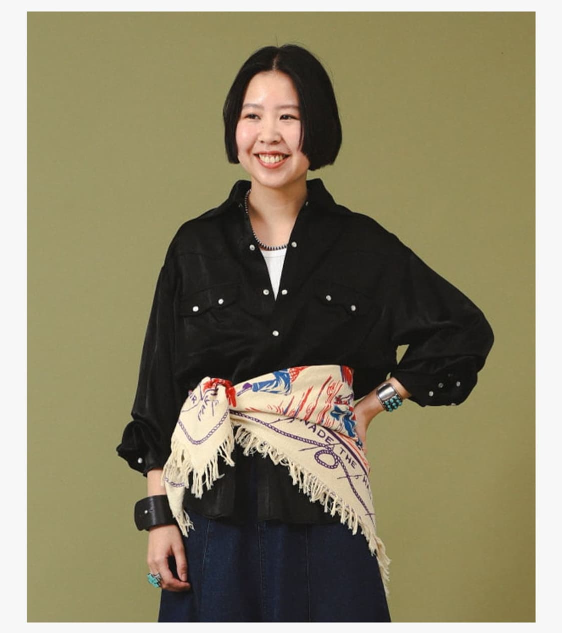 BEAMS BOY - 25FW SATIN WESTERN SHIRT 상품이미지3