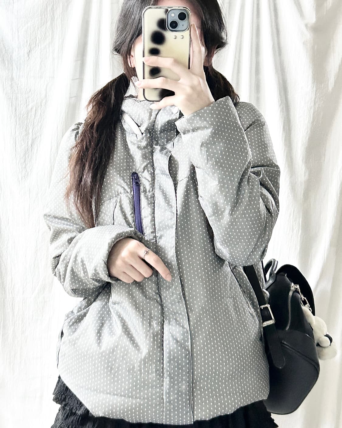 오니츠카타이거 그레이 도트 누빔자켓 상품이미지3