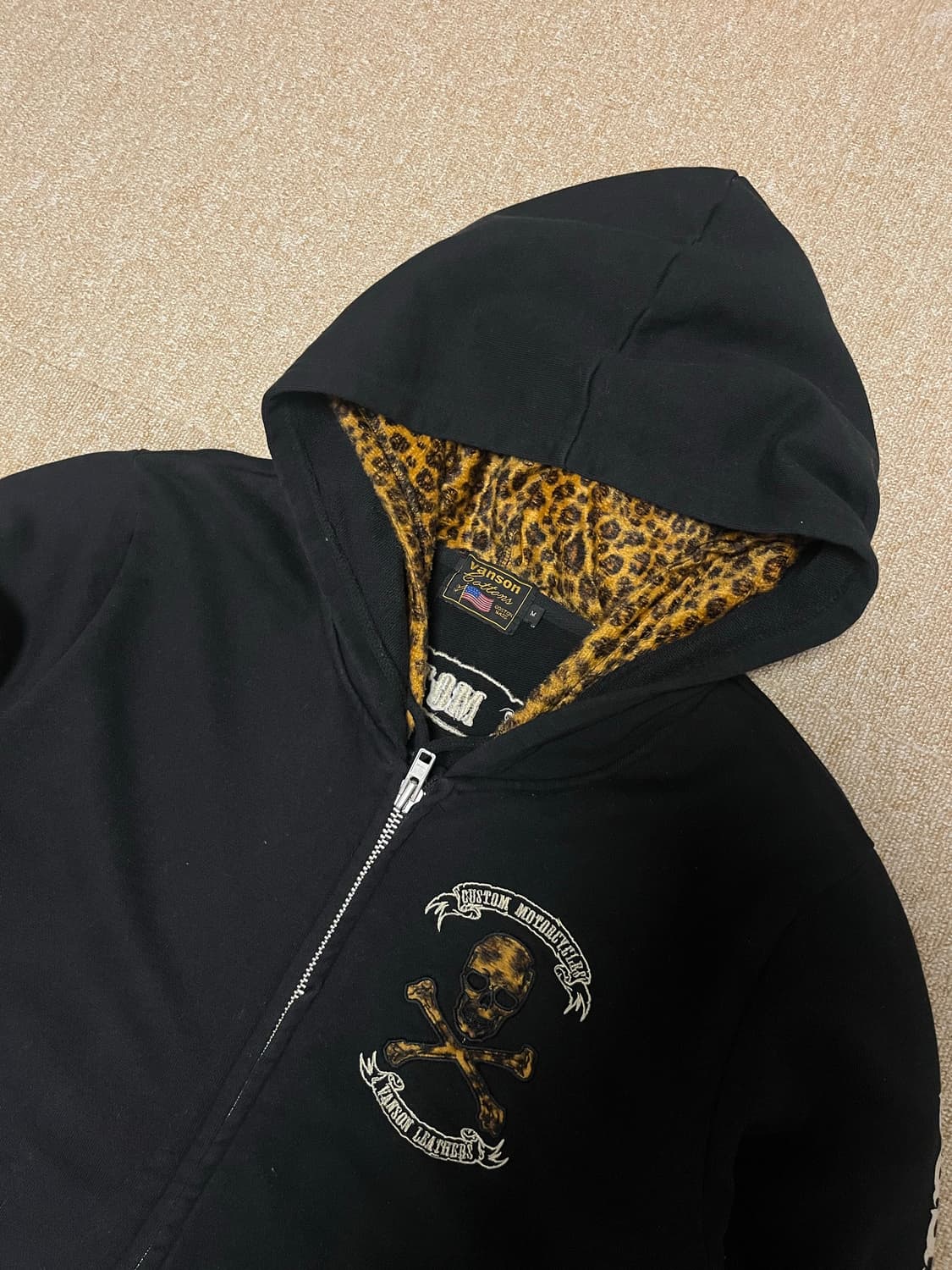 밴슨 레오파드 스컬 후드집업 블랙 M  상품이미지4