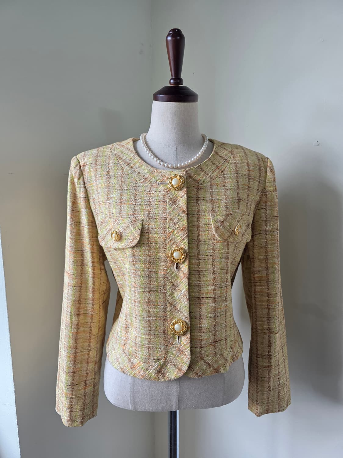 체크 금장 버튼 자켓 상품이미지2